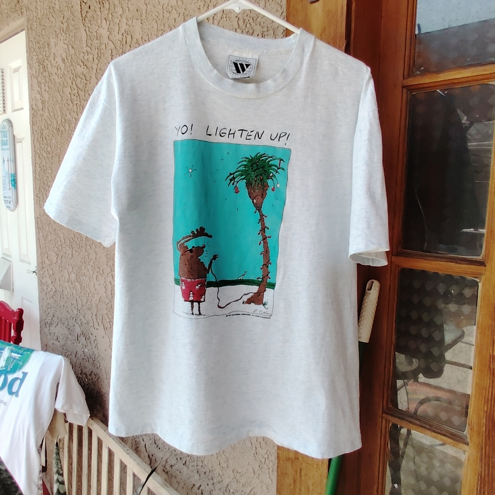 Lighten Up Funny Christmas Vintage Graphic Single Stitch Tshirt